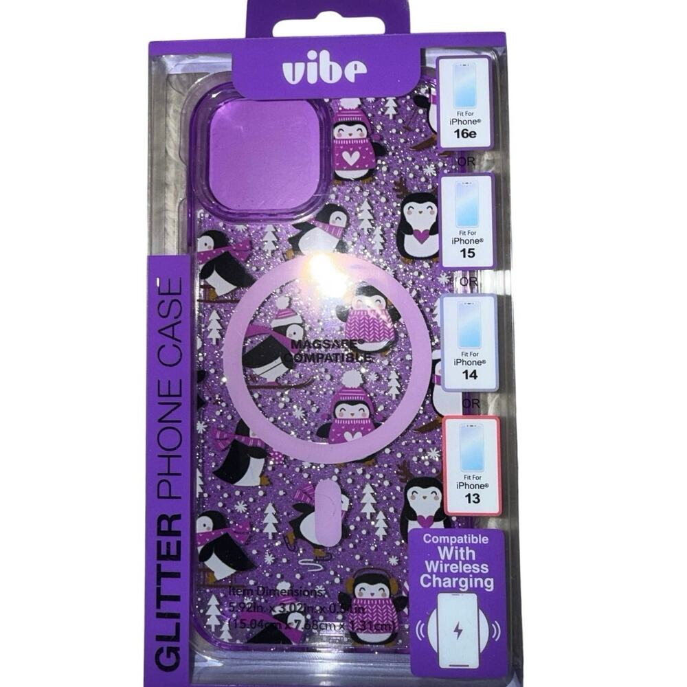 New Vibe iPhone MagSafe Glitter clear Phone Case Tinsel Fits iPhone 16e 15 14 13